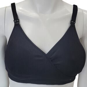 HOFISH Black Nursing Bra Sz Medium Wireless V Neck Maternity Pregnancy Extenders